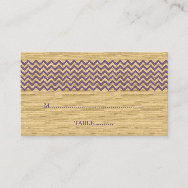 Purple Rustic Chevron Wedding Place Card (Front)