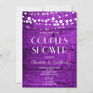 Purple Rustic Couples Shower Invitation