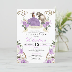 Purple Rustic Cowgirl Western Quinceañera Invitation
