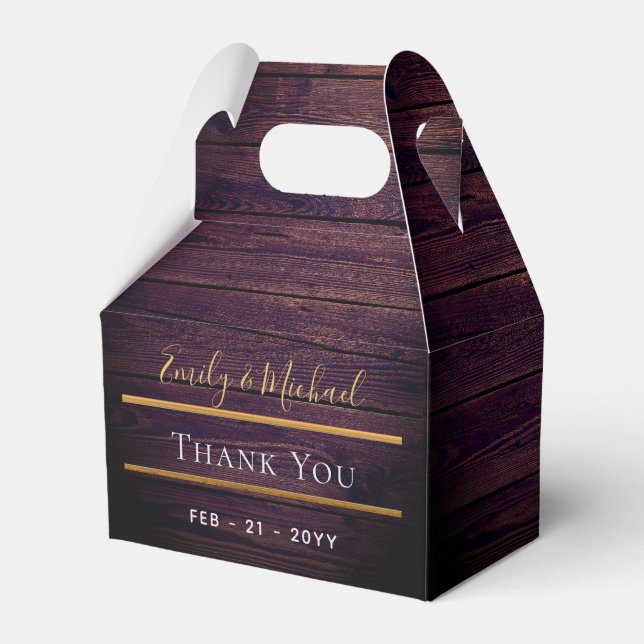 Purple Rustic Gable Box - Thank You Wedding Favour (Front Side)