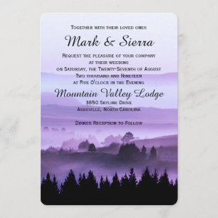 Purple Rustic Mountain Wedding Invitation