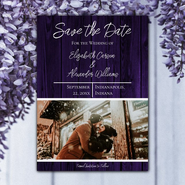 Purple Rustic Photo Save The Date (Purple Rustic Photo Save the Date)