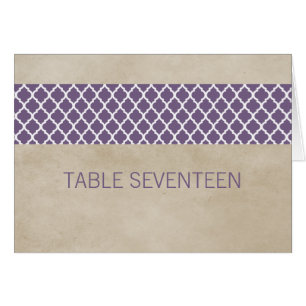 Purple Rustic Quatrefoil Table Number Card