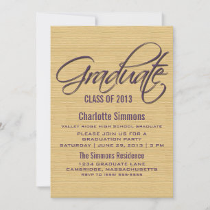 Purple Rustic Script Graduation Invite