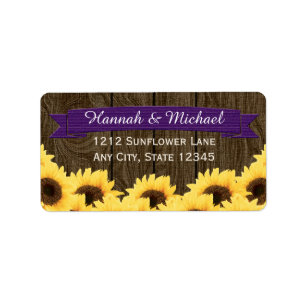 PURPLE RUSTIC SUNFLOWER RETURN ADDRESS LABEL