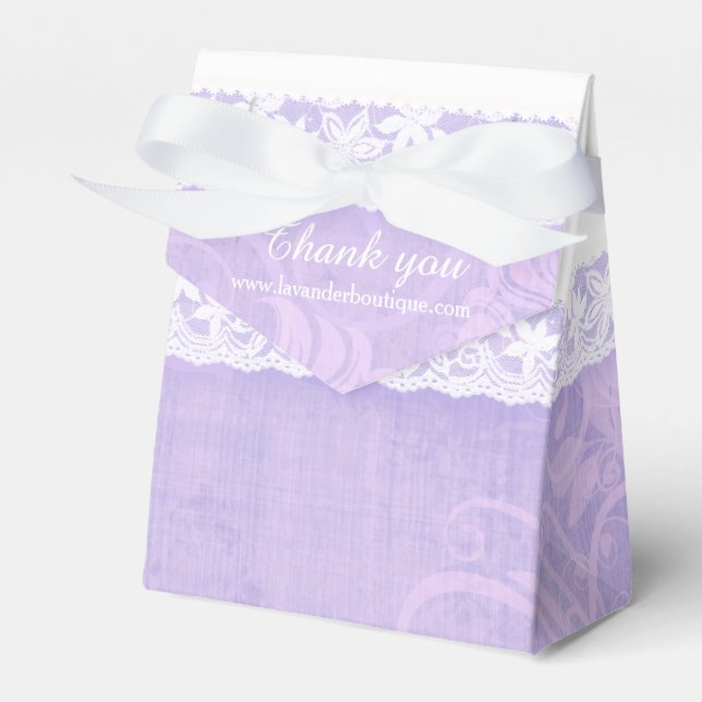Purple rustic white lace thank you gift box (Front Side)