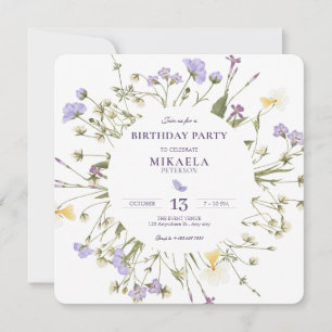 Purple Rustic Wildflowers  Invitation