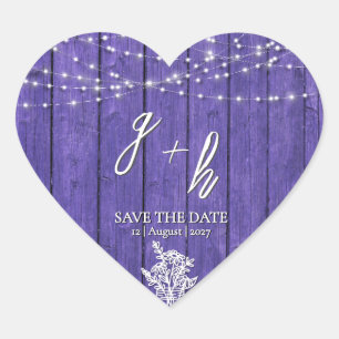 Purple Rustic Wood String Lights Boho Mason Jar Heart Sticker