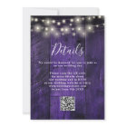 Purple Rustic Wood Wedding String Lights QR Code