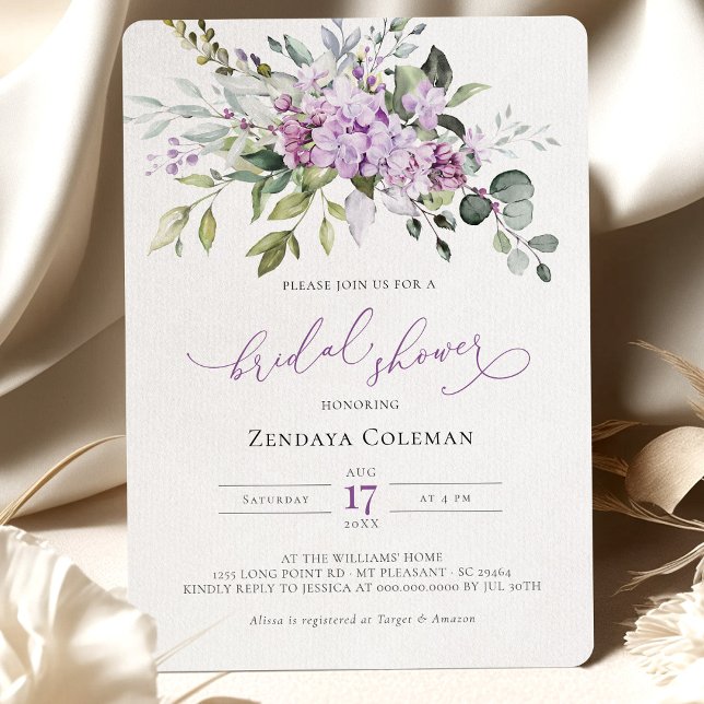 Purple Sage Green Bridal Shower Lailacs Invitation (Creator Uploaded)