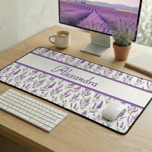 Purple Sage Green Lavender Custom Name Desk Mat