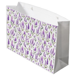 Purple Sage Green Lavender Flower Large Gift Bag