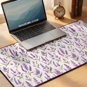 Purple Sage Green Lavender Flowers Desk Mat