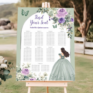 Purple Sage Green Quinceañera Seating Chart Sign