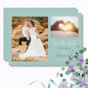 Purple Sage Green Simple QR Code Save the Date Invitation