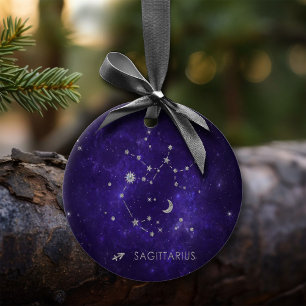 Purple Sagittarius Zodiac   Astrology Horoscope Ceramic Ornament