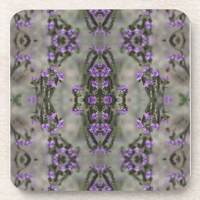 Purple Salt Heliotrope Wildflower Pattern Coaster (Front)