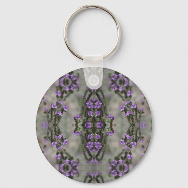 Purple Salt Heliotrope Wildflower Pattern Key Ring (Front)
