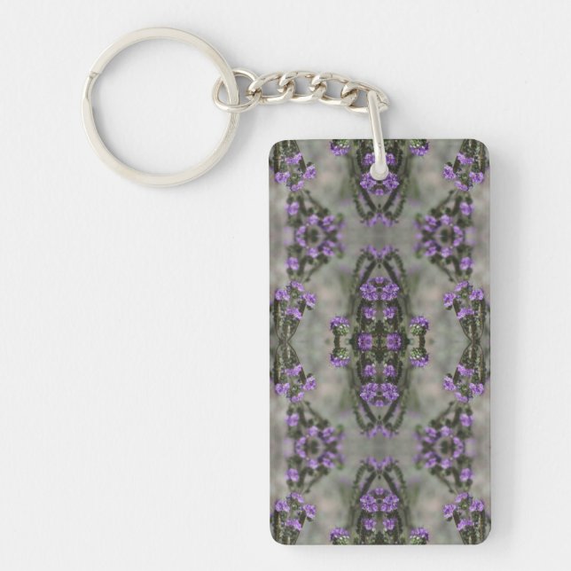 Purple Salt Heliotrope Wildflower Pattern Key Ring (Front)
