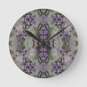 Purple Salt Heliotrope Wildflower Pattern Round Clock