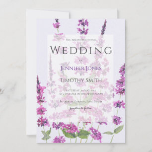 purple salvia flowers wedding invitation