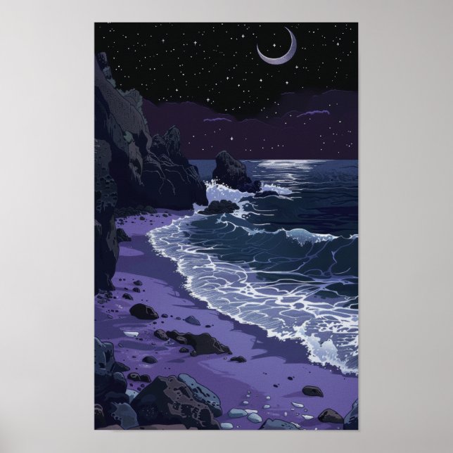 Purple Sand Beach Coastal Art Poster (Front)
