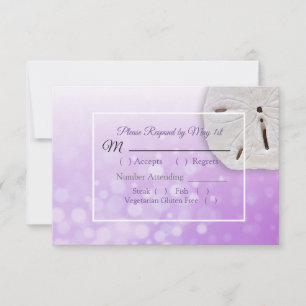 Purple  Sand Dollar Oceanic Wedding RSVP card