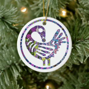 Purple Sankofa Bird Ceramic Ornament