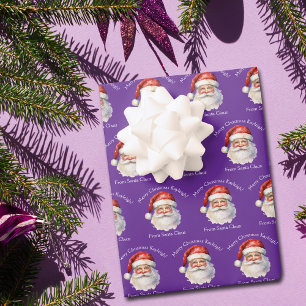 Purple Santa Claus Custom Kids Christmas Wrapping Paper Sheet