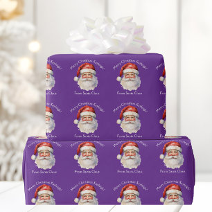 Purple Santa Claus Cute Personalised Christmas Wrapping Paper