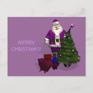 Purple Santa Claus Holiday Postcard