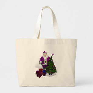Purple Santa Claus Large Tote Bag