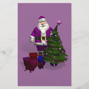 Purple Santa Claus Stationery