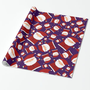 Purple santa pattern wrapping paper