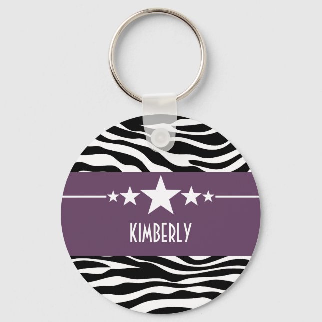 Purple Sassy Star Zebra Keychain (Front)