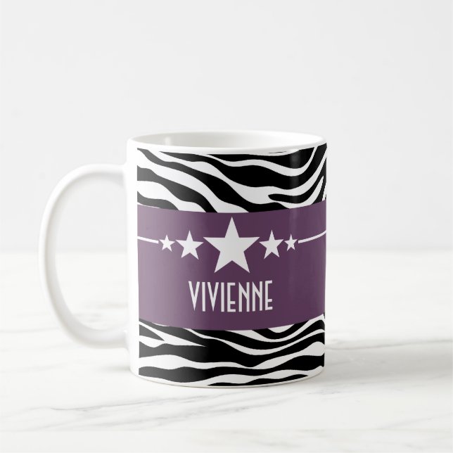 Purple Sassy Star Zebra Mug (Left)