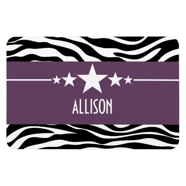 Purple Sassy Star Zebra Premium Magnet (Horizontal)
