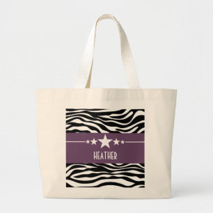 Purple Sassy Star Zebra Tote Bag