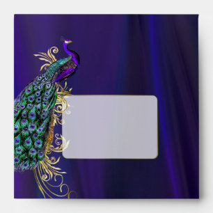 Purple Satin and Peacock Custom Wedding Envelope