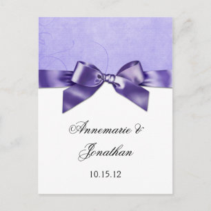 Purple Satin Ribbon Save the Date Announcement Postcard