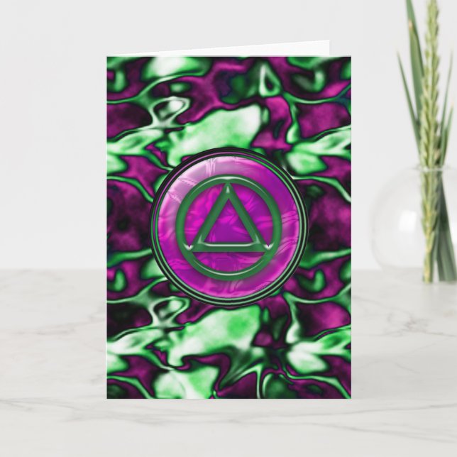 Purple Satin Sober Sobriety Recovery Card (Front)