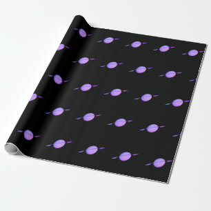 Purple Saturn on Black Wrapping Paper