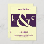 purple save the date announcement postcard (Front/Back)