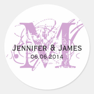 Purple Save the Date Wedding Favour Stickers