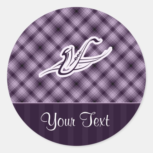 Purple Saxophone Classic Round Sticker (Front)