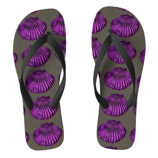 purple scallops grey thongs (Footbed)