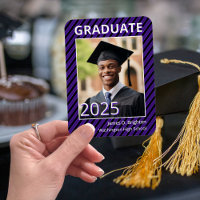Purple School Colour Photo Graduation Announcement
