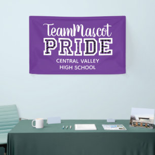 Purple School Pride Mascot Name Banner