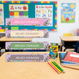 Purple School Supplies Pattern Girl Colour Coded