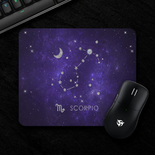 Purple Scorpio Zodiac   Cosmic Astrology Horoscope Mouse Pad